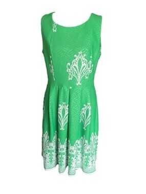NWOT NY AND CO Green and White Sleeveless Dress w/A Line Fit and Zipper Back